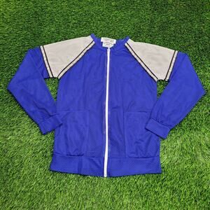 Vintage 90s Mesh Jacket Teens Large 18x25 Blue White